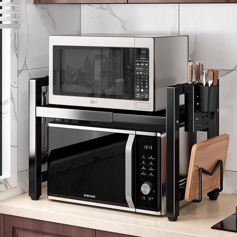 Microwave Stand Shelf Sliding Adjustable Telescopic Loft Organizer Reinforcement type no reinforcement