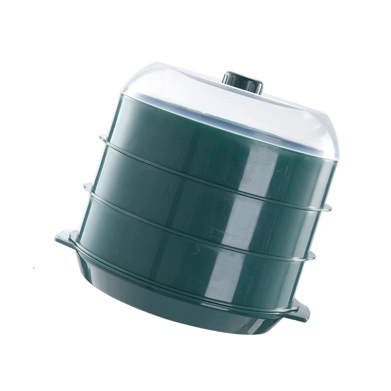Microwave Steamer Transparent Lid Cooking Fast for Green three layer