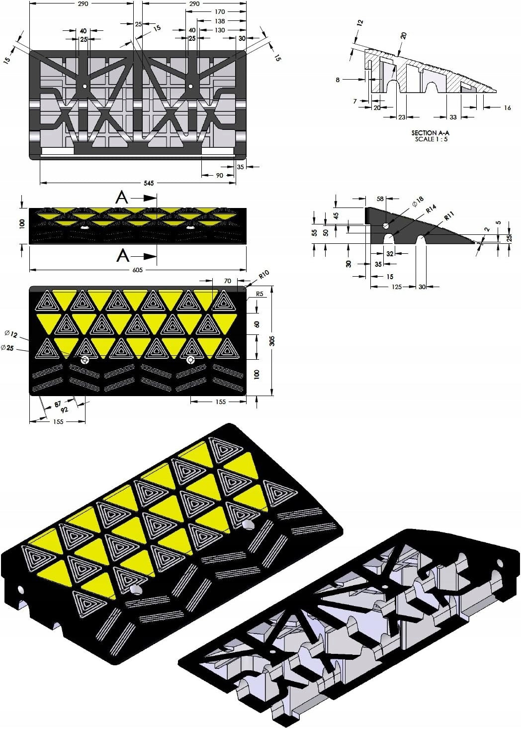 Middle rubber curb ramp 60x30x10 cm 2 PCS Brand no brand