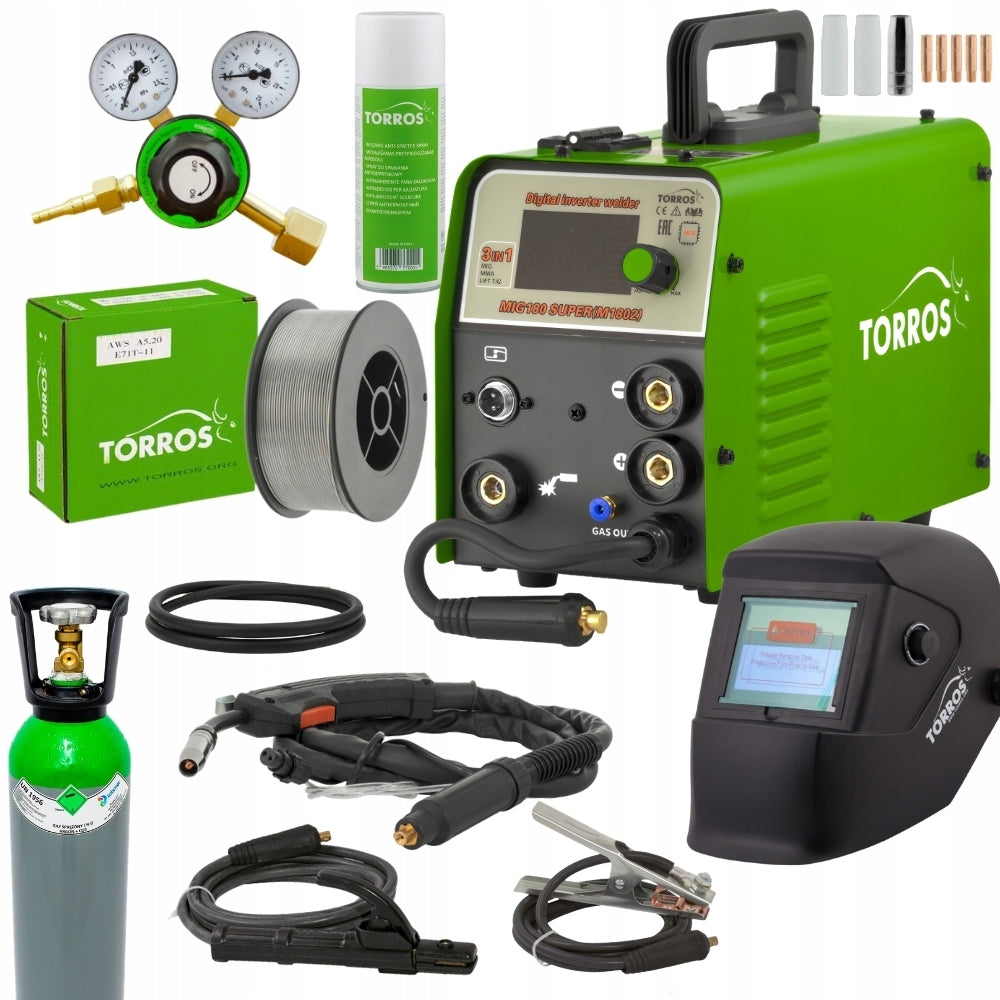 Migomat welder Torros MIG180 SUPER M1802 MIG MMA and TIG Lift GAS SET