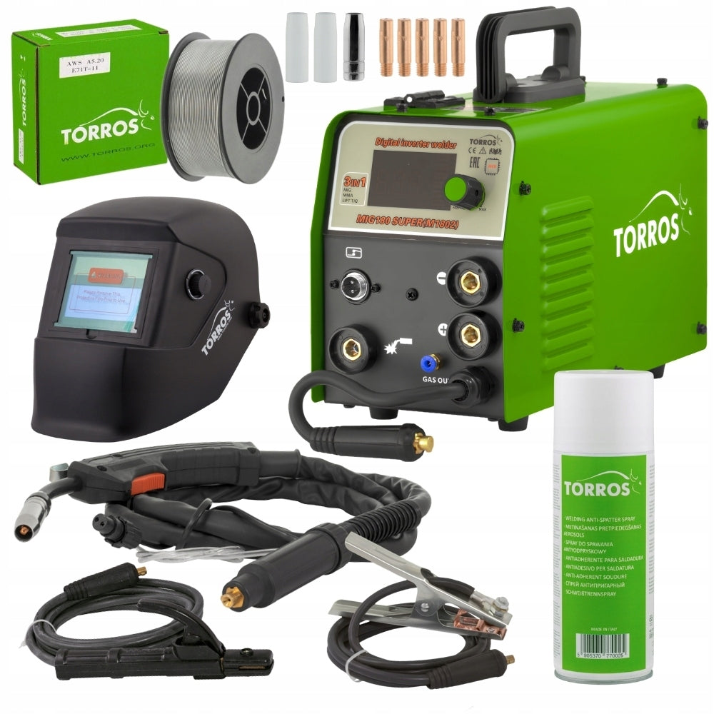 Migomat welder Torros MIG180 SUPER M1802 MIG MMA and TIG Lift GAS SET