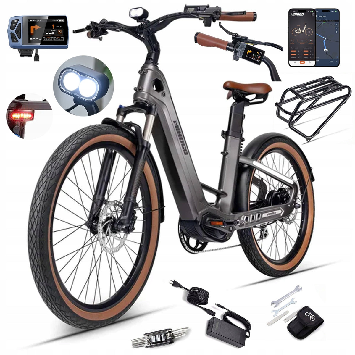 Mihogo Air Electric Vehicles 900W 40KM/H 200KM 48V 19.2Ah Carbon Fiber 26'' Packaging status original