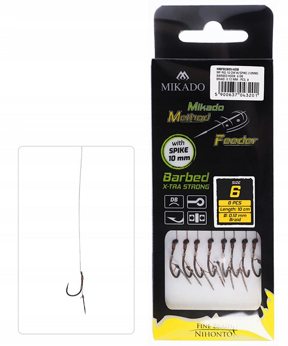 Mikado X-tra Strong needle r.10 braid 0.12mm 10cm 8pcs ready rigs
