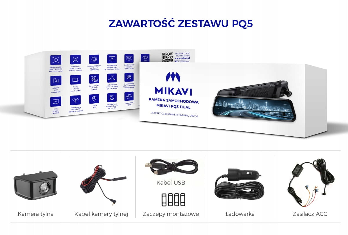 Mikavi PQ5 - Rear camera cable 6,5 meters Packaging status original