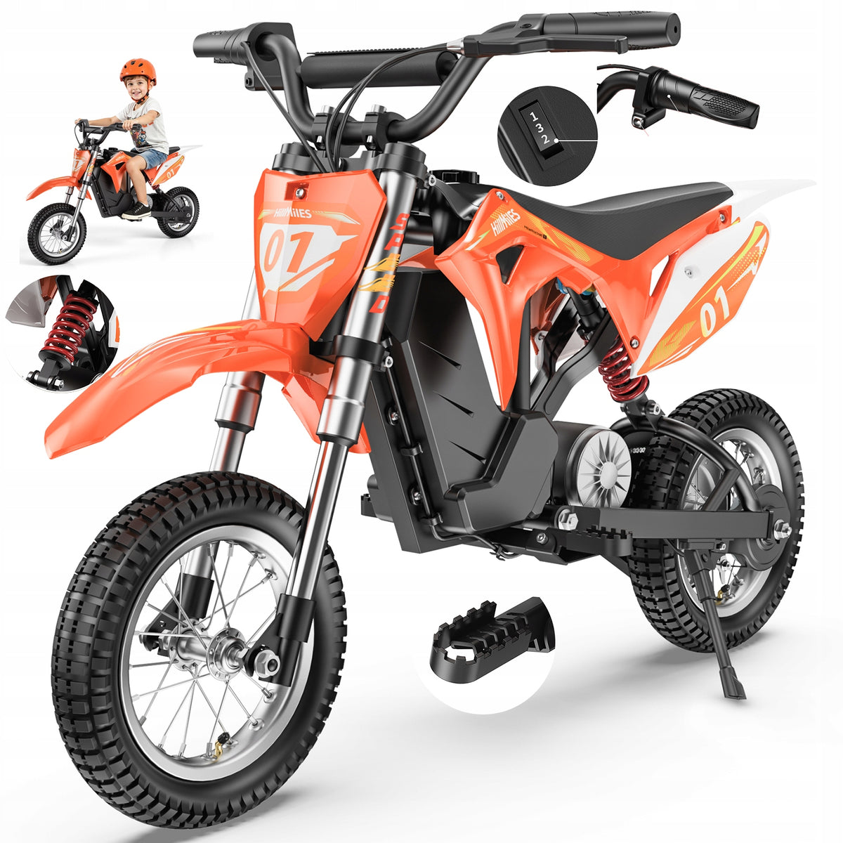 MileRocket1 Electric Motorcycle for Kids 300W 4Ah 3 Speed Modes IPX4
