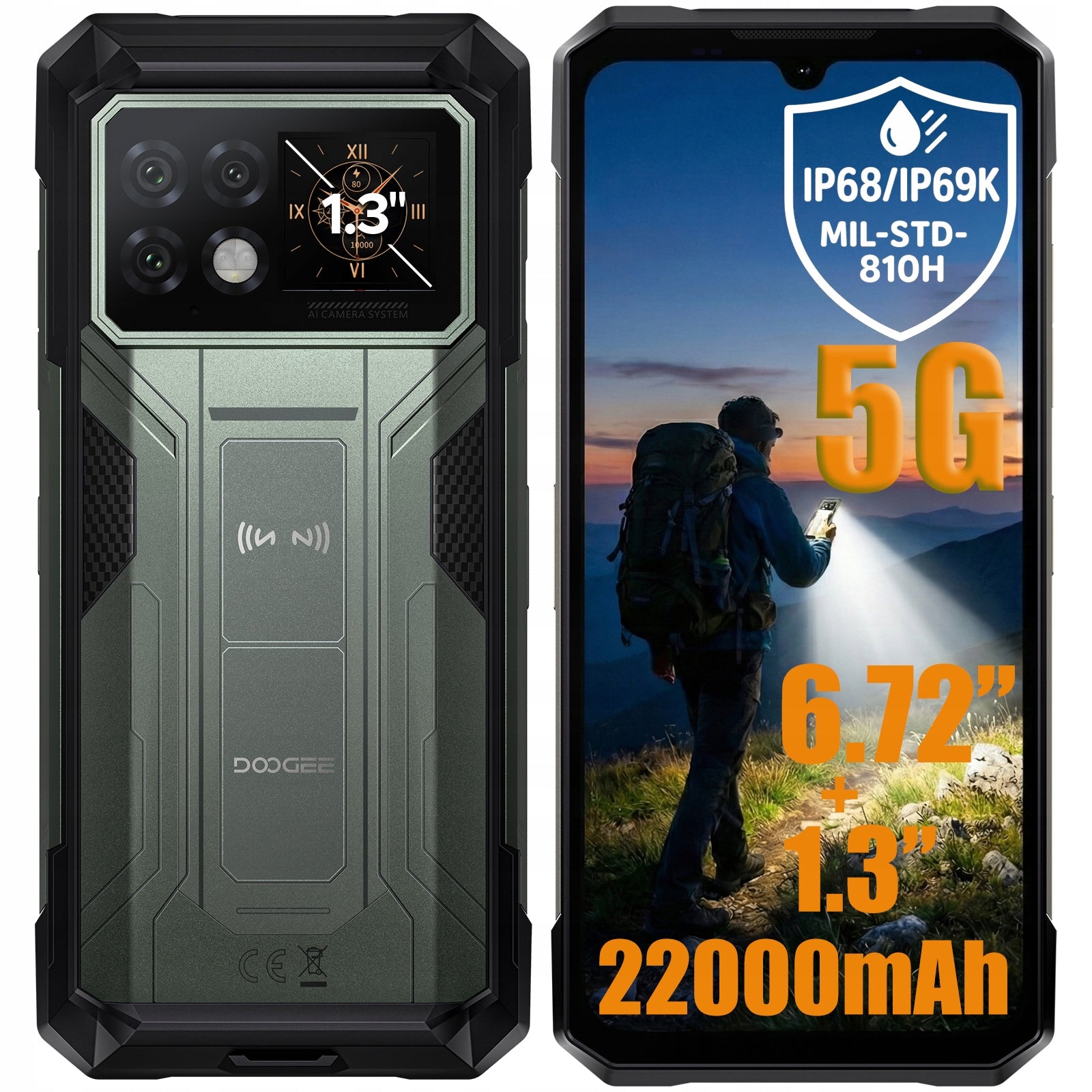 Military Armored Smartphone DOOGEE S200MAX 5G 16/512GB DUAL SIM NFC Android
