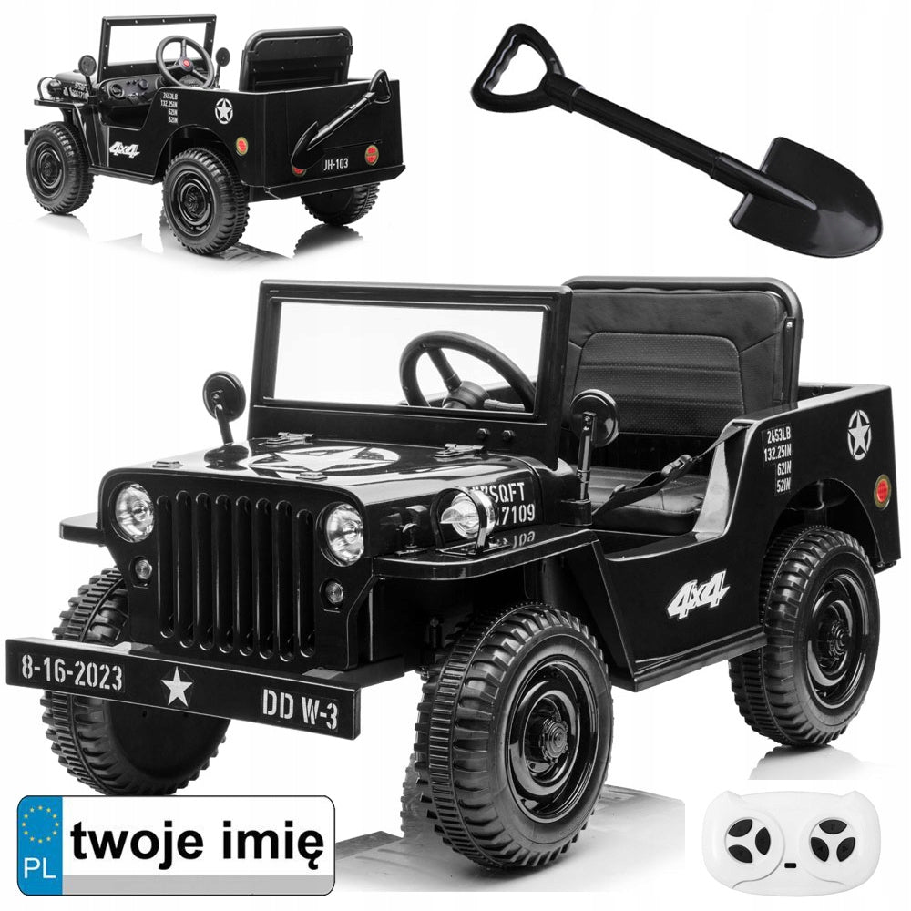 Military Willys Battery Car + Remote Control PA0263