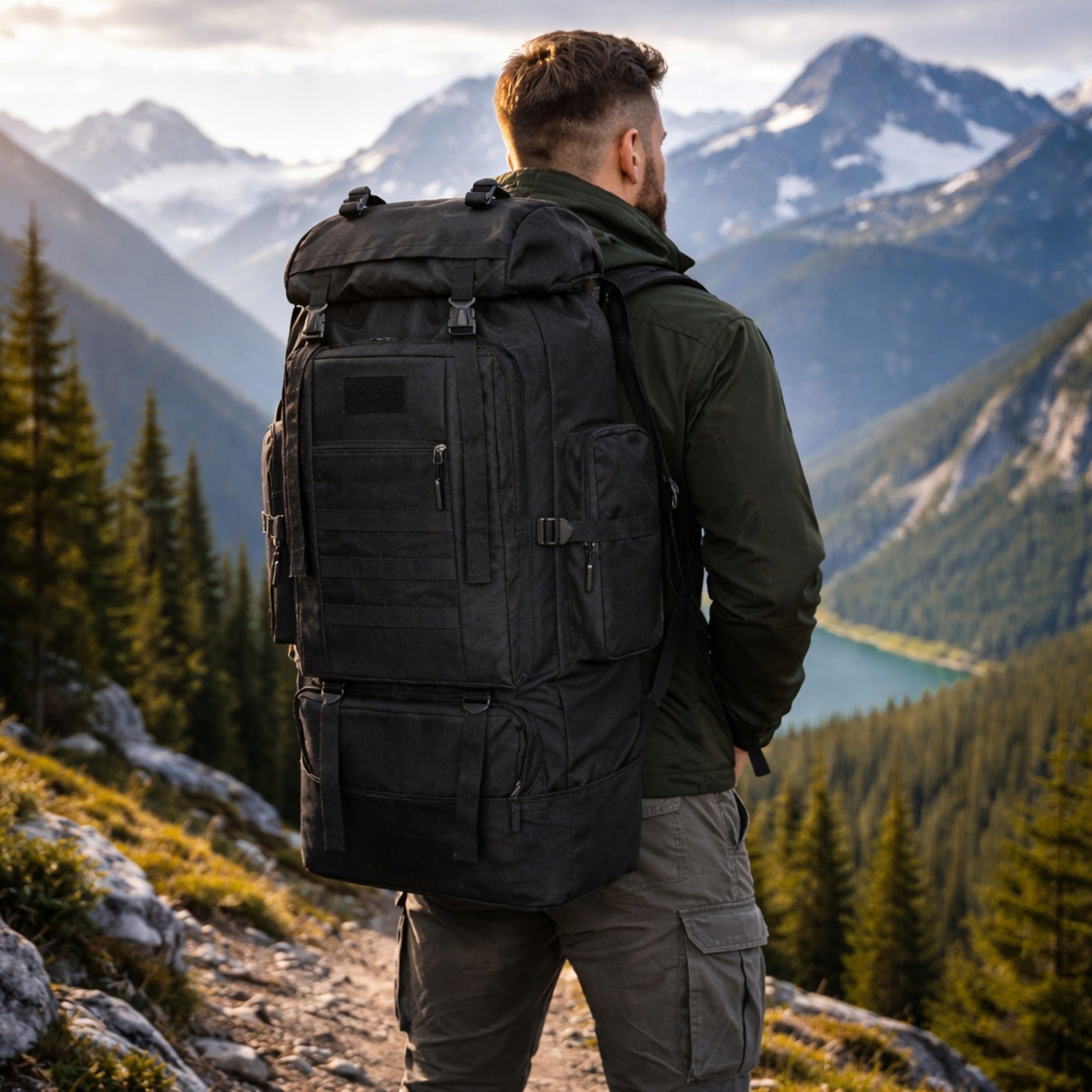 Military backpack 100L black large roomy tactical military survival Packaging status original