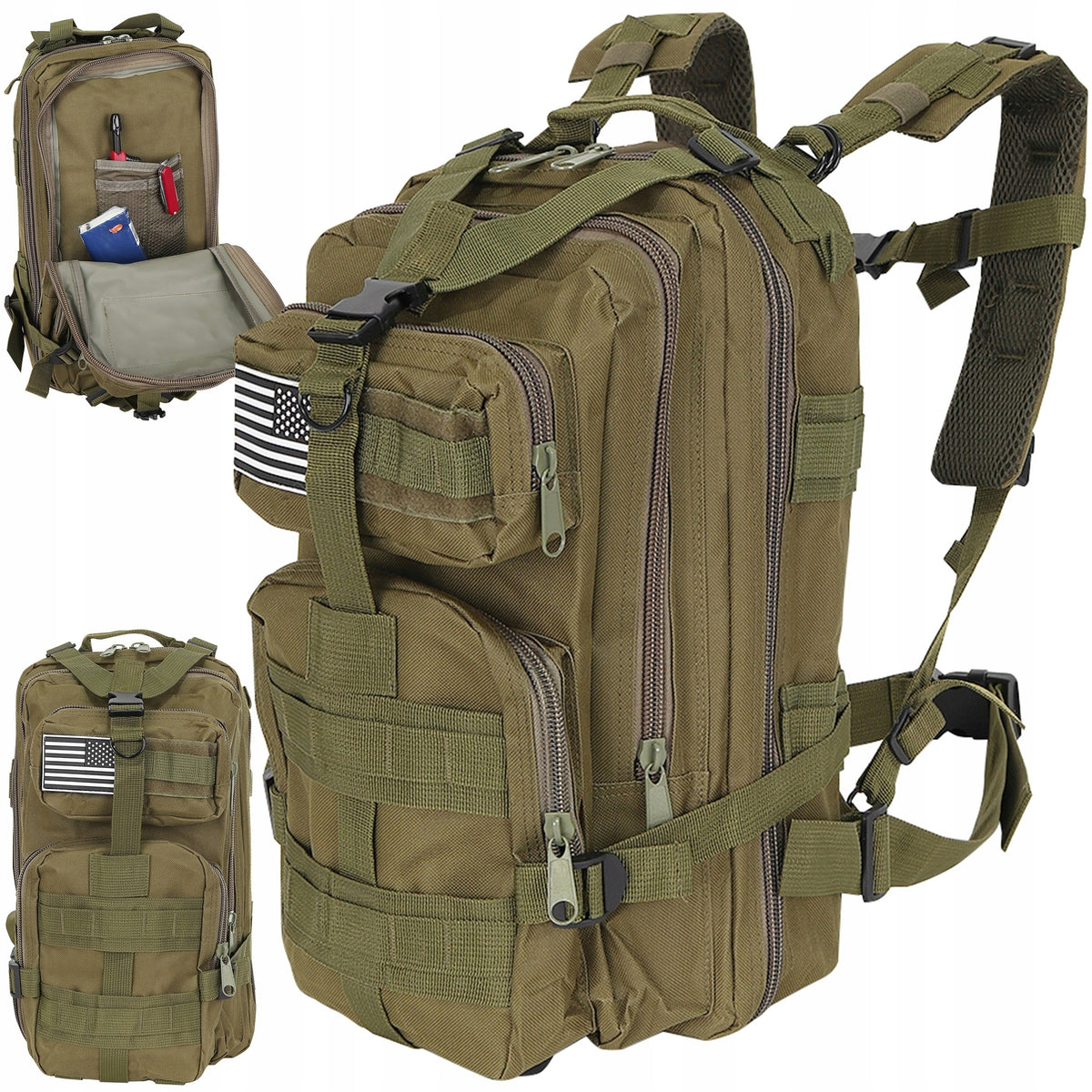 Military backpack 26L khaki waterproof 5-chamber with MOLLE system Manufacturer code ttst1730