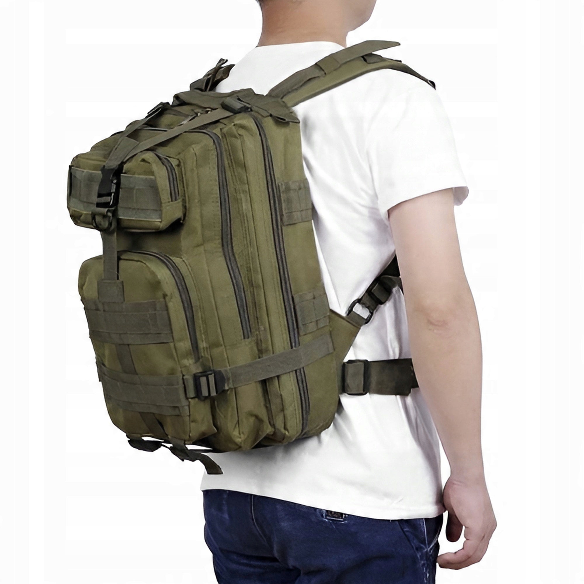 Military backpack 26L khaki waterproof 5-chamber with MOLLE system