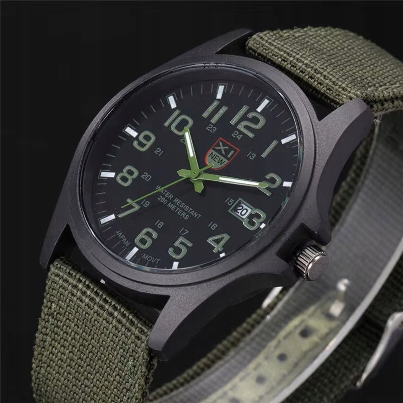 Military watch xinew strap NATO date green military sports Dial color black