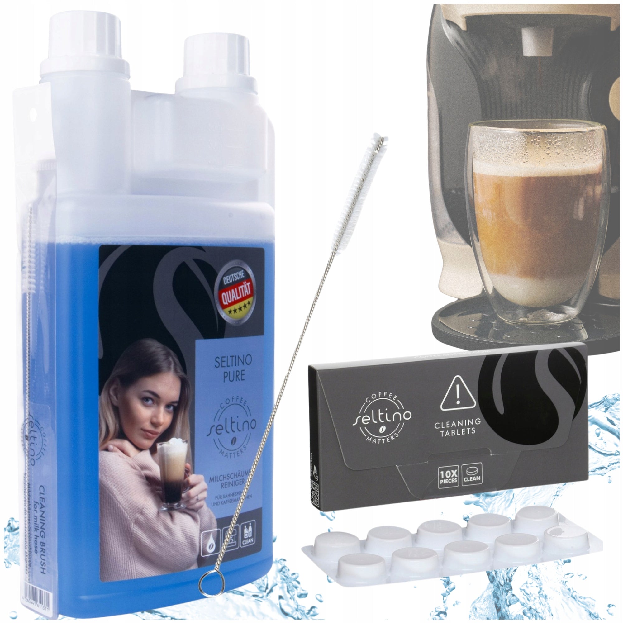 Milk System Cleaner 1L + Tablets + Toothbrush SET 3in1