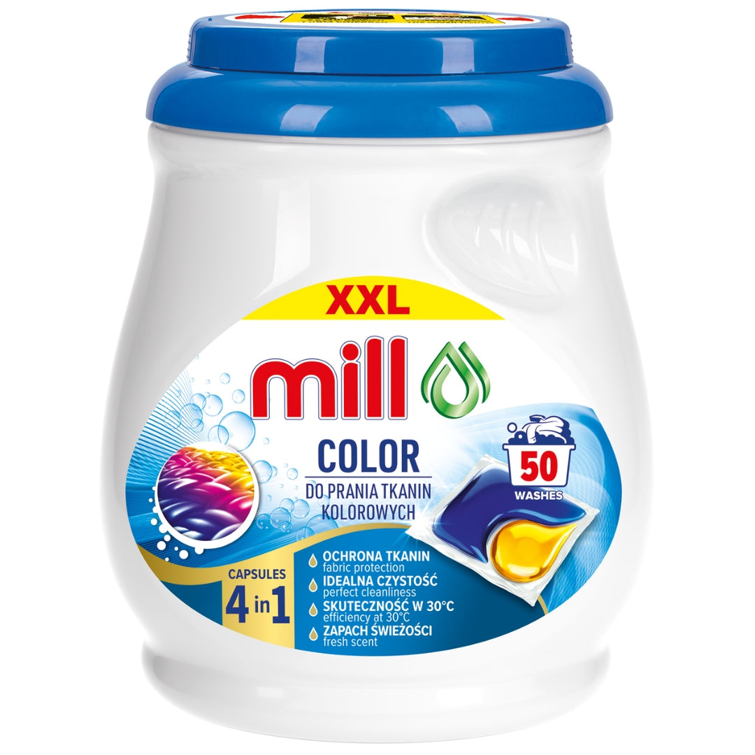 Mill Professional Caps Washing Capsules Color 50 Pack + Freebie Packaging status original