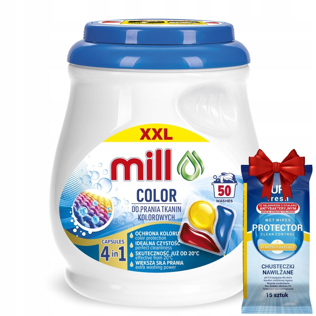 Mill Professional Caps Washing Capsules Color 50 Pack + Freebie