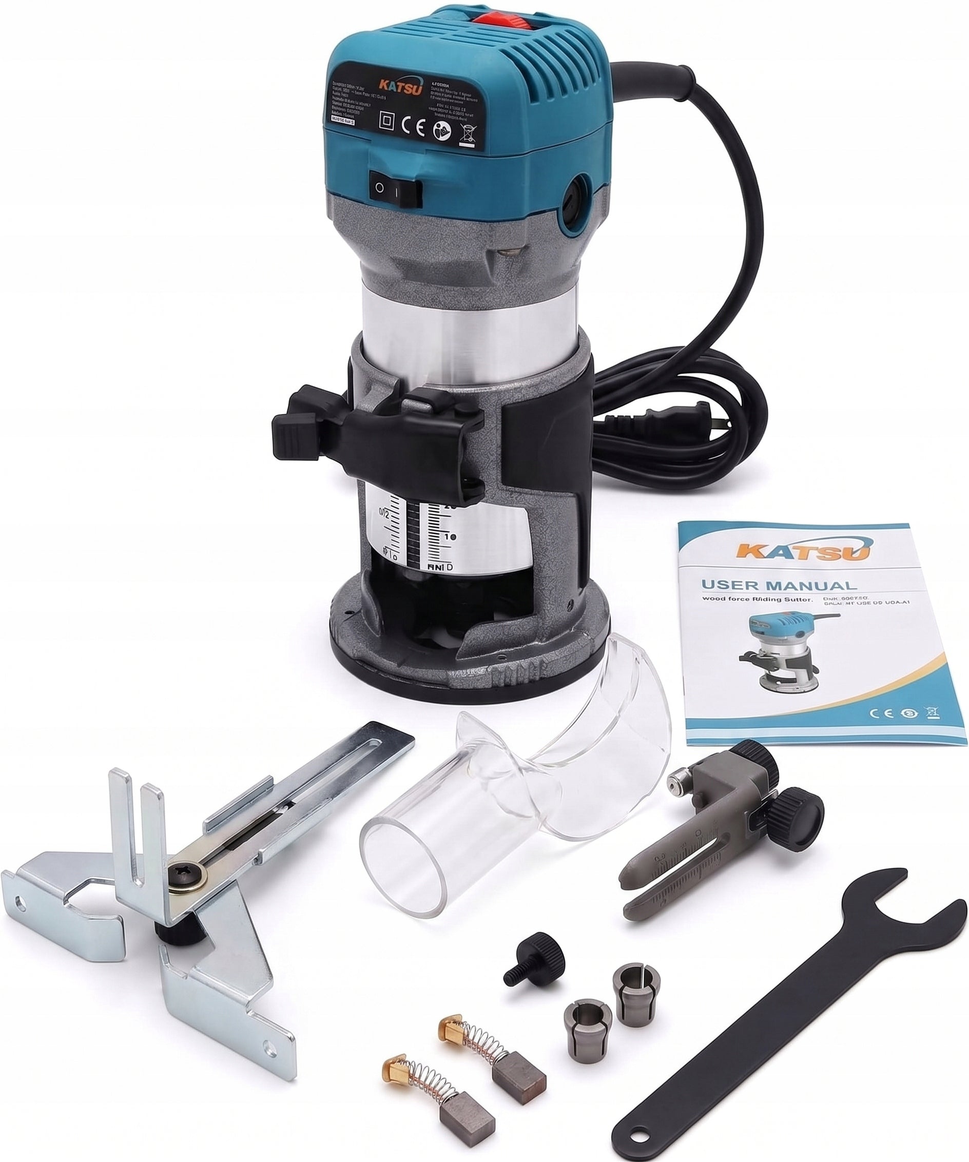 Milling machine KATSU Upper spindle 710W 2 bushings Adjustable Wood Rotation