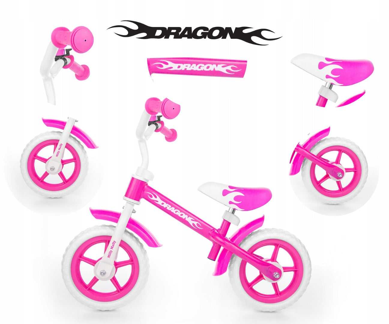Milly Mally Dragon pink balance bike Manufacturer code 0121