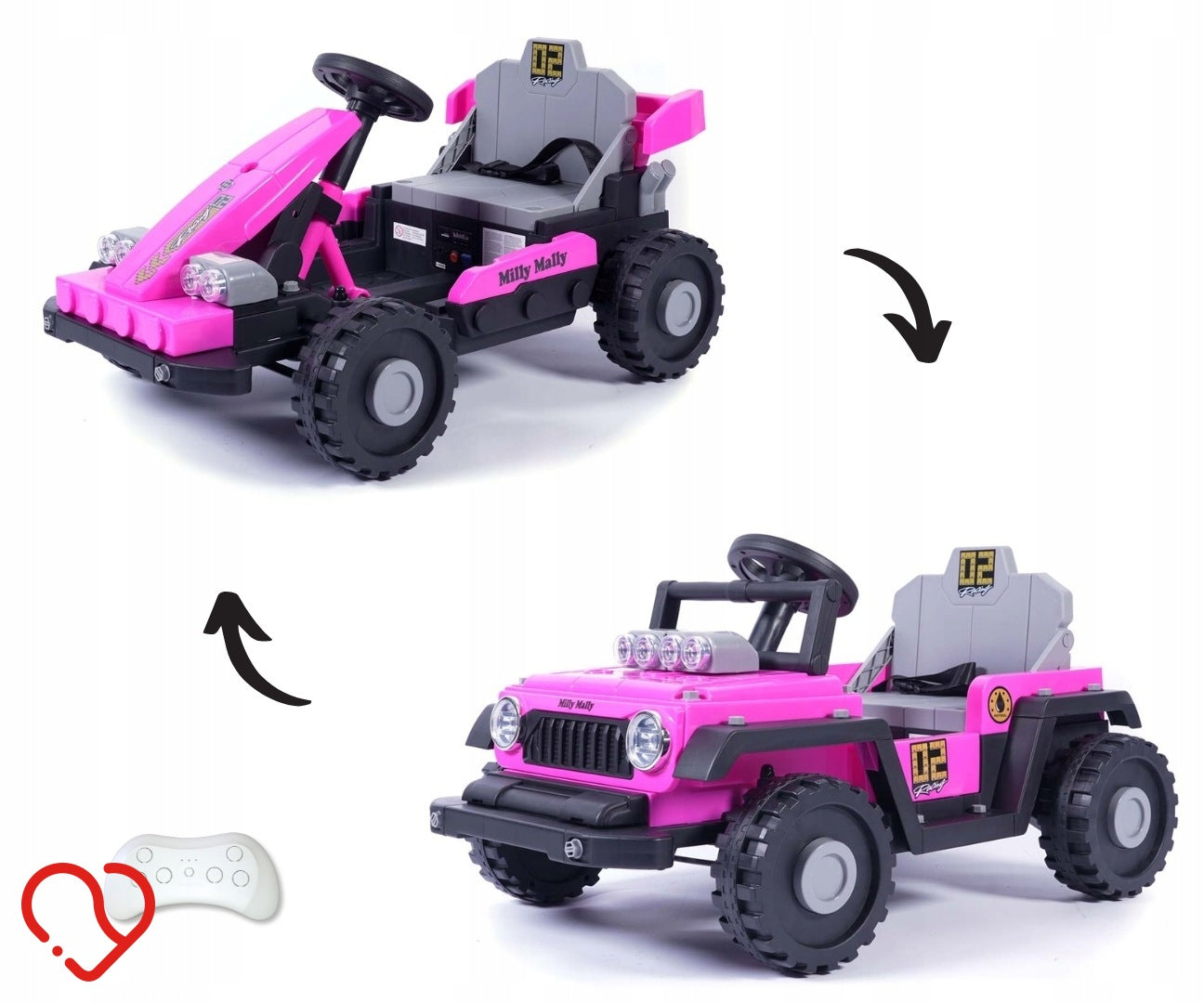 Milly Mally Prime 2in1 Pink Battery Vehicle