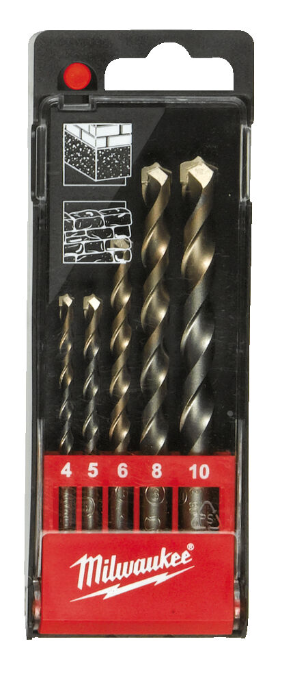 Milwaukee Cylindrical Concrete Impact Drill Bit Set 4-10mm 5pcs 4932480157 Packaging status original