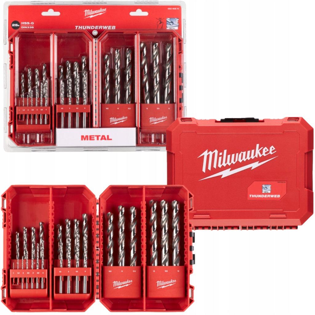 Milwaukee HSS G 25 Pieces Precision Durable Metal Drill Bit Set Drill bit type drill bit set