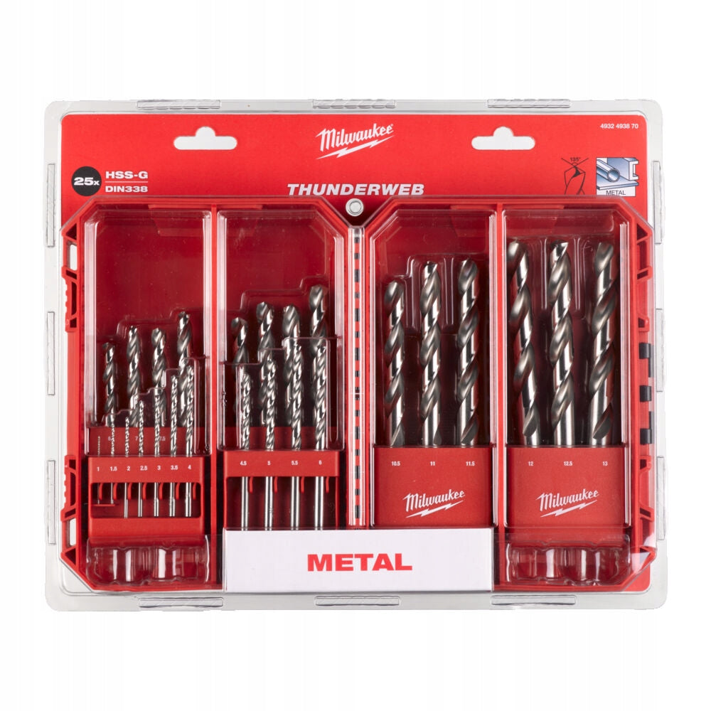 Milwaukee HSS G 25 Pieces Precision Durable Metal Drill Bit Set Manufacturer code 4932493870