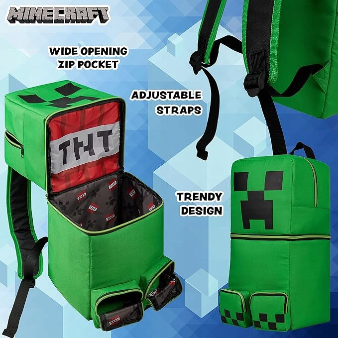 Minecraft Backpack Creeper - green, comfortable, roomy, travel, school Brand no brand