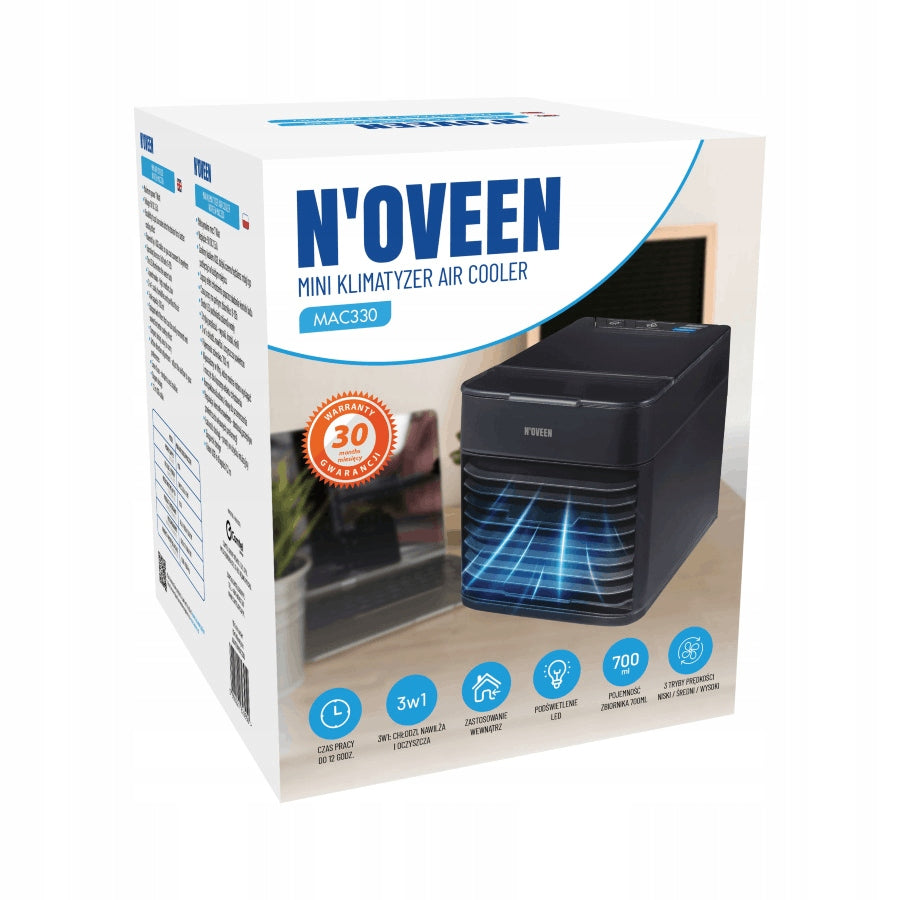 Mini Air Conditioner Noveen MAC330 3in1 USB Humidifier LED Purifier Dominant color black