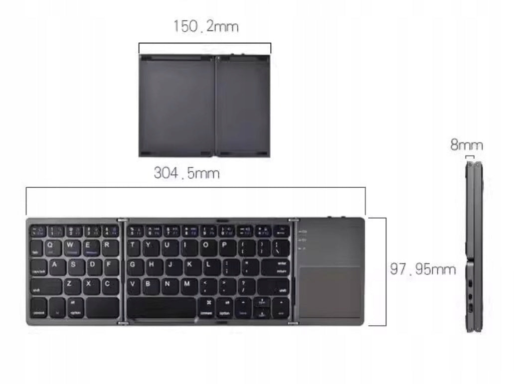 Mini BT Membrane Keyboard Integrated Folding Touchpad, Bluetooth 50H Packaging status original