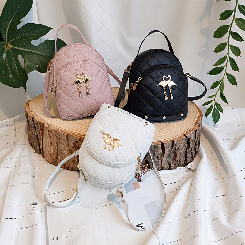 Mini Backpack with Eco Leather Black Brand no brand
