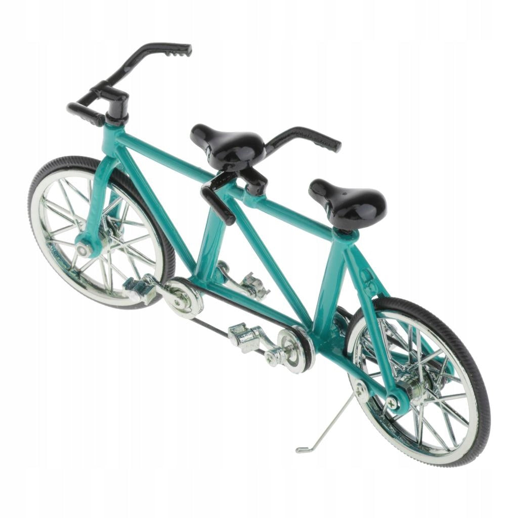 Mini Bicycle Handmade Metal Tandem Bike Model (1:16 Scale) Blue
