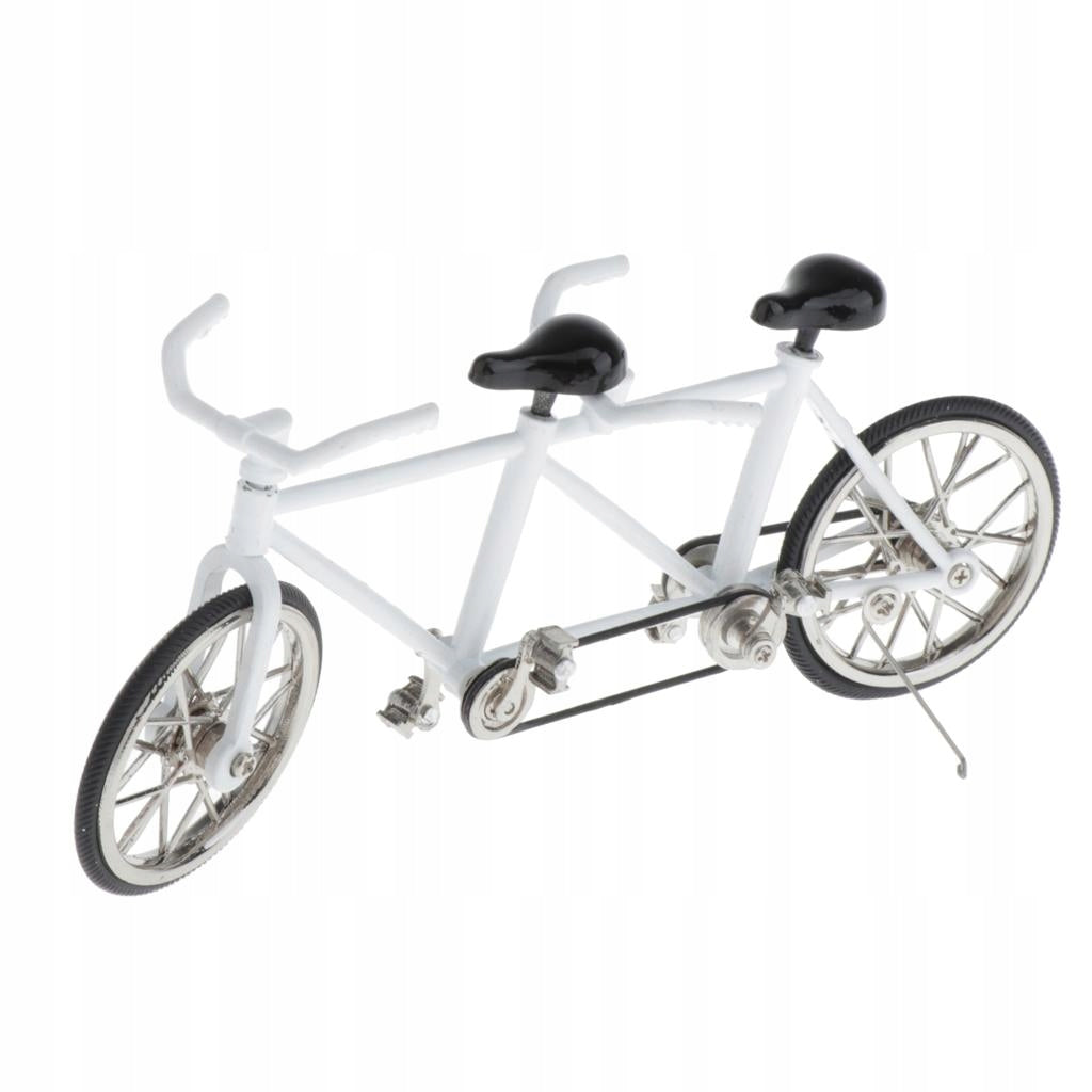 Mini Bicycle Handmade Metal Tandem Bike Model (1:16 Scale) White Brand no brand
