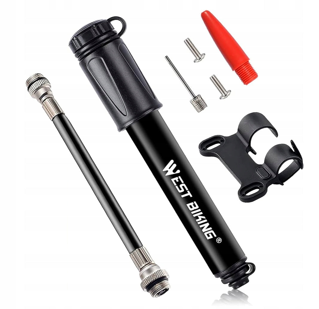 Mini Bicycle Pump WEST BIKING 100 PSI Presta Schrader with Frame Holder
