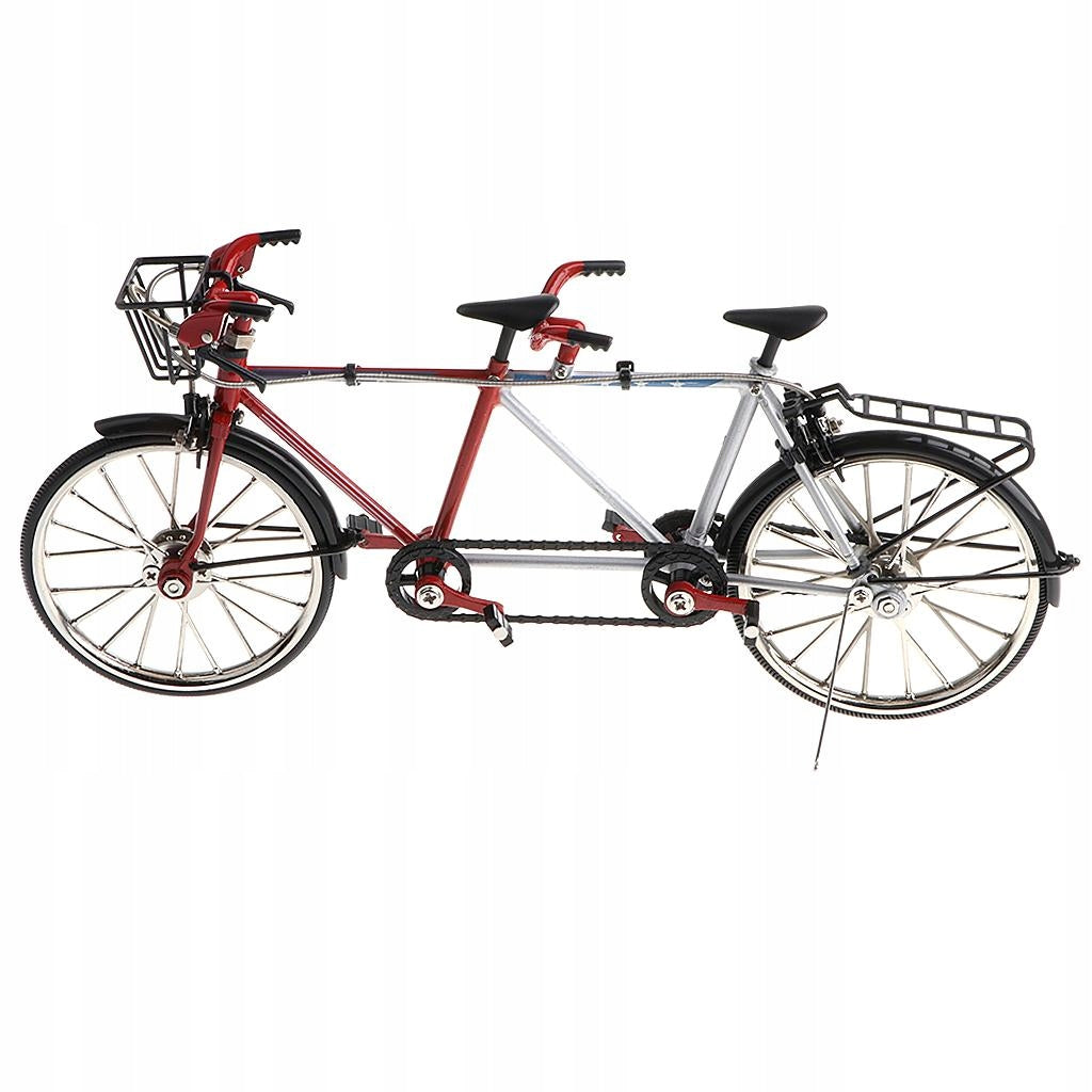 Mini Black Alloy Diecast Models Tandem Bike Bicycle Replica Toys 1:10 Scale