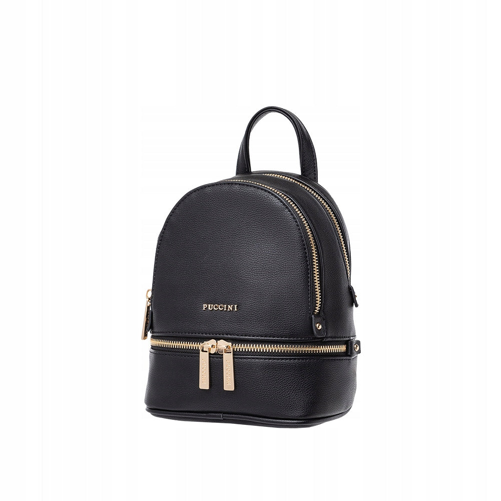 Mini Black Elegant Women's City Backpack Puccini Comfortable Premium Gift