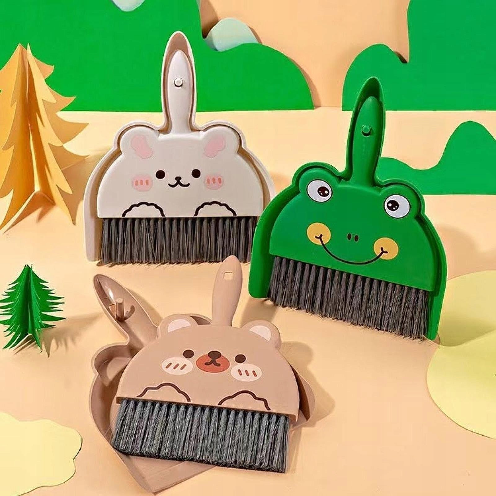 Mini Broom and Dustpan Set Compact Convenient Cleaning Brush and White