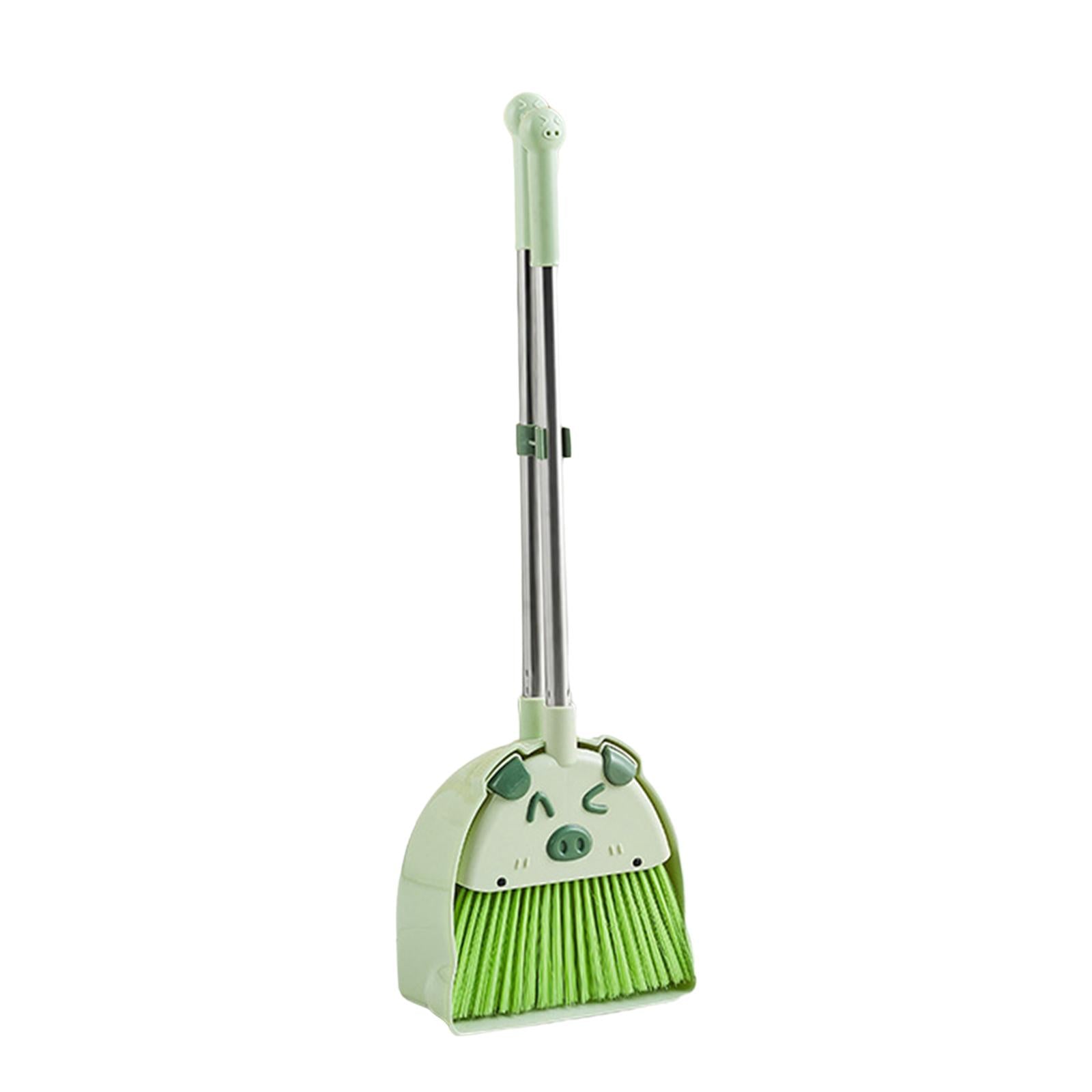 Mini Broom with Dustpan Funny Cleaning Toys Gift Children Sweeping Green Packaging status original