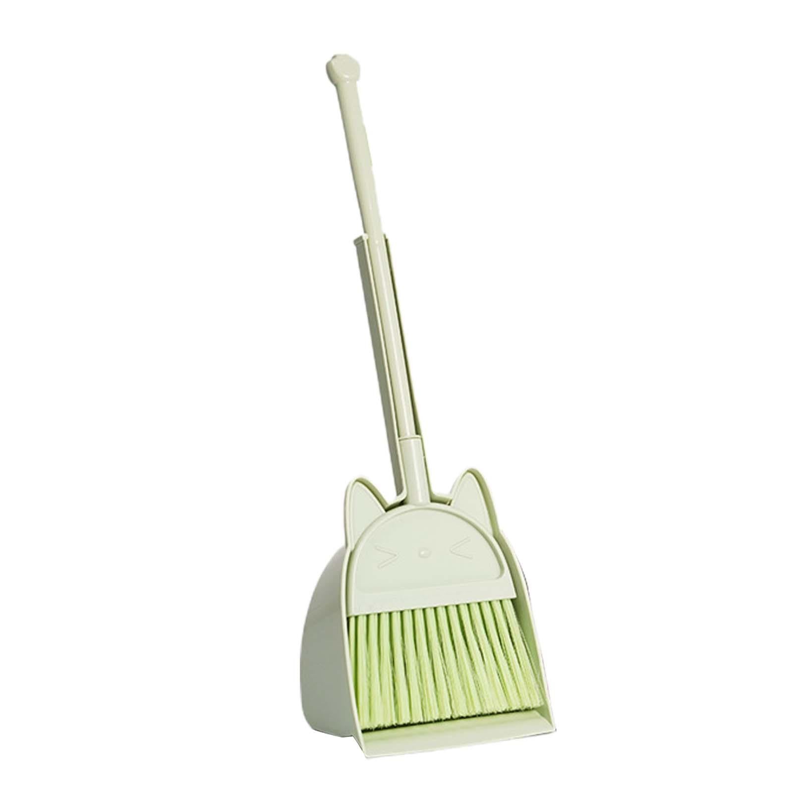 Mini Broom with Dustpan Housekeeping Play Set Cleaning Toys Gift Green