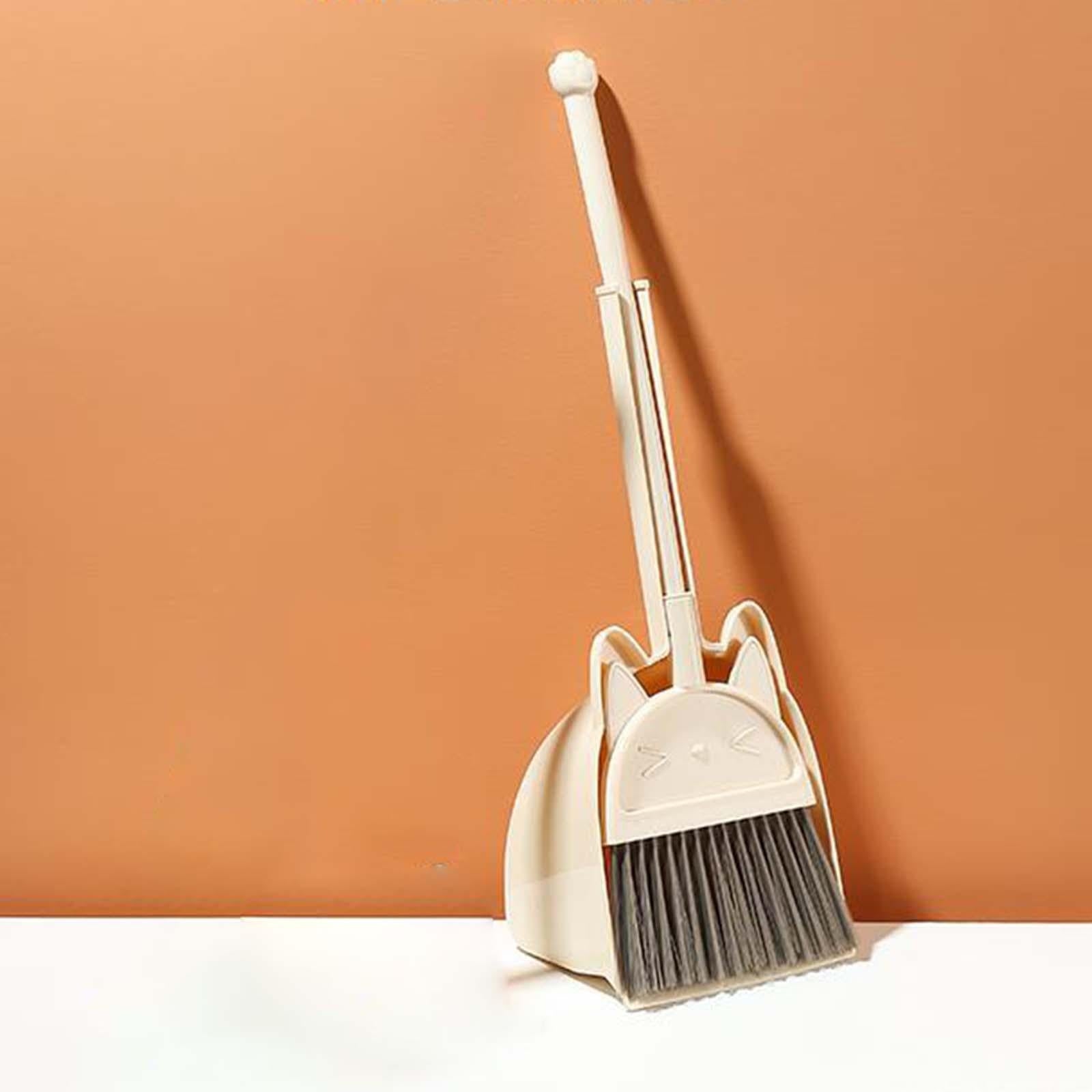 Mini Broom with Dustpan Housekeeping Play Set Cleaning Toys Light Yellow