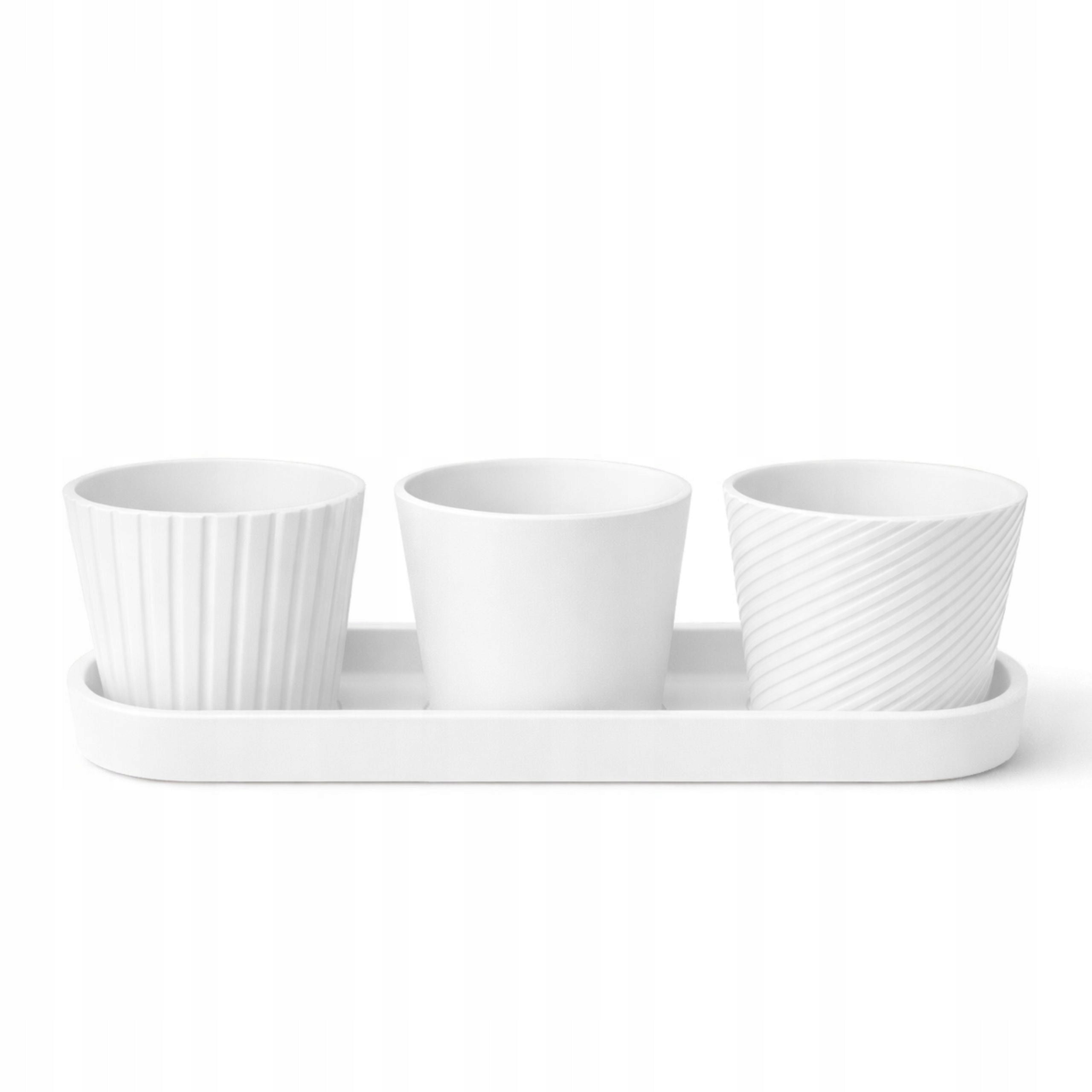 Mini Cactus Pots 3 Pack White with Stand