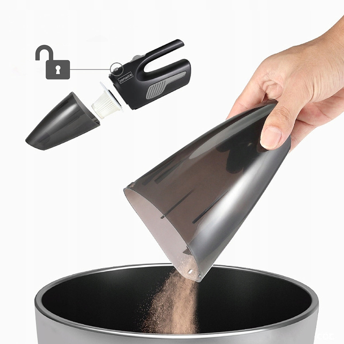 Mini Car Vacuum Cleaner Handheld Wireless Powerful Rechargeable USB-C Dominant color black