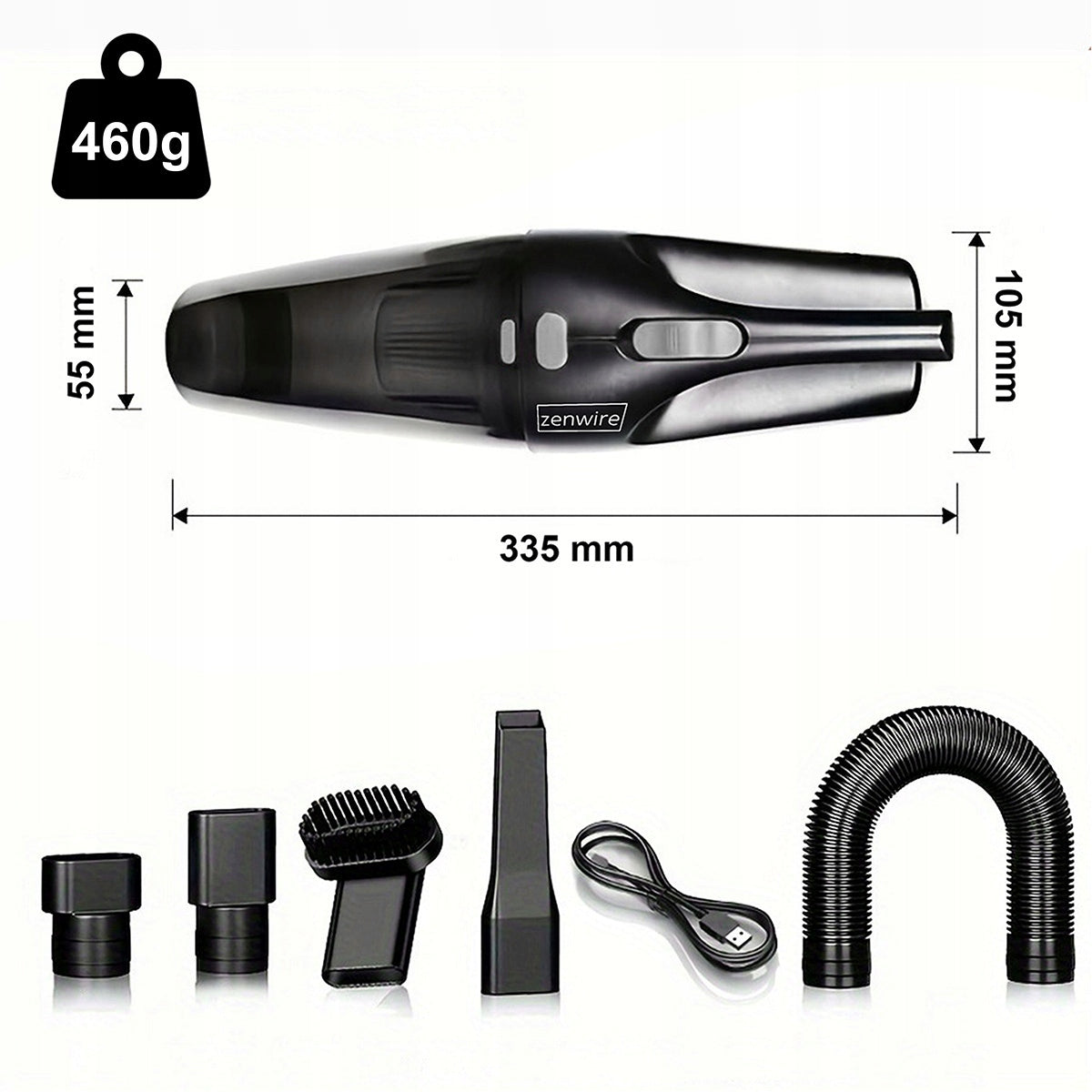 Mini Car Vacuum Cleaner Handheld Wireless Powerful Rechargeable USB-C Power supply rechargeable battery car lighter socket mains