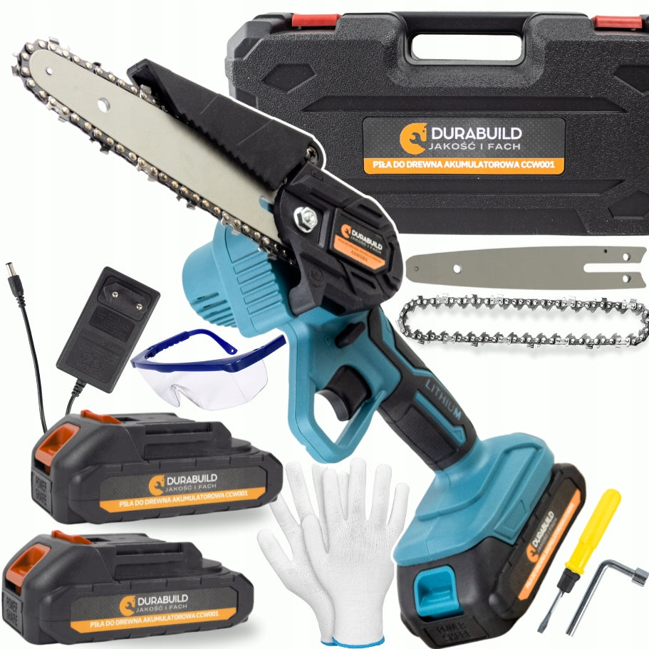 Mini Chainsaw Cordless 21V 6" 2x Rechargeable 2000mAh Suitcase