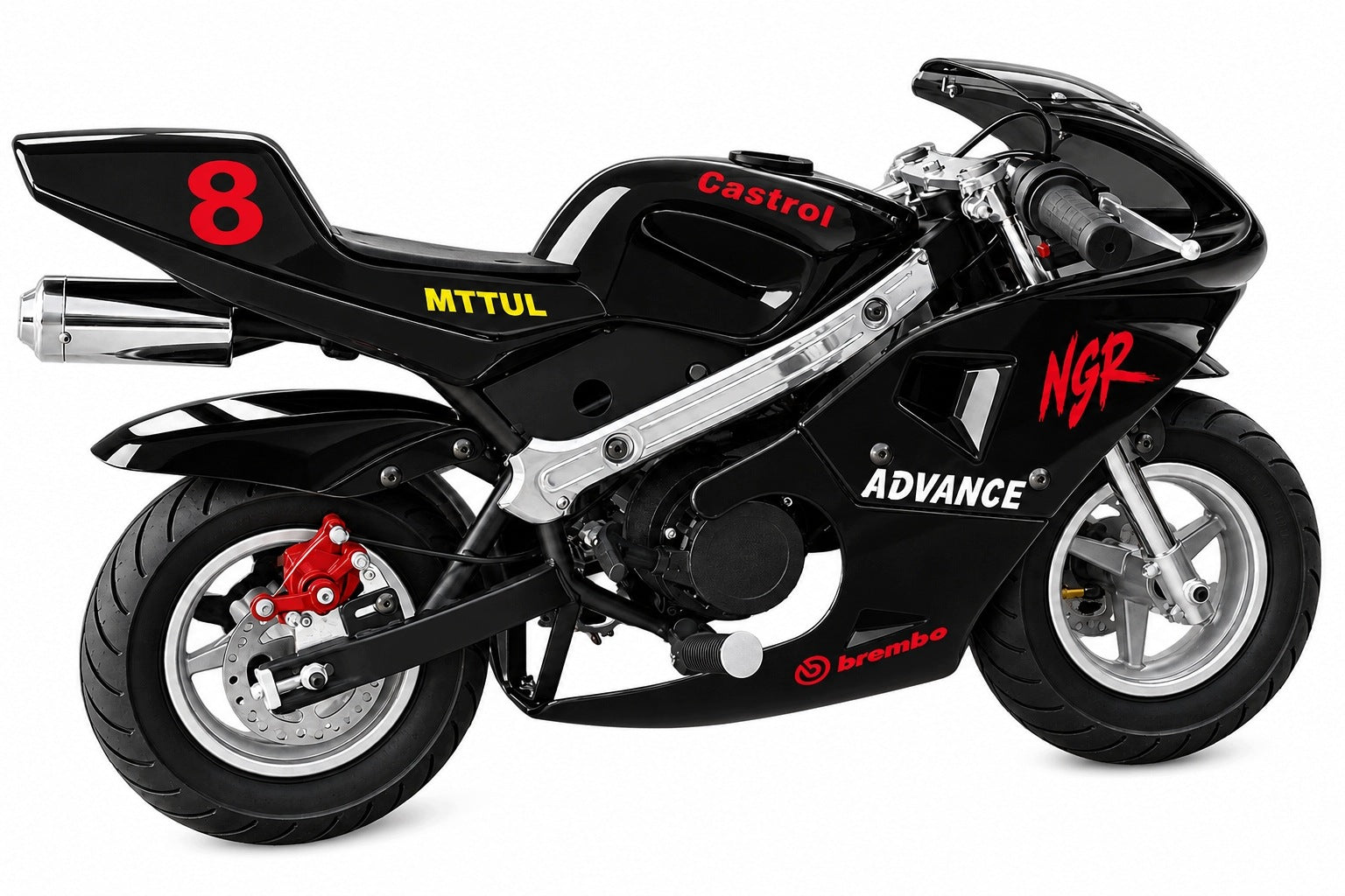 Mini Chaser Pocket Bike Moto 49cc Combustion Motorcycle - Black Color