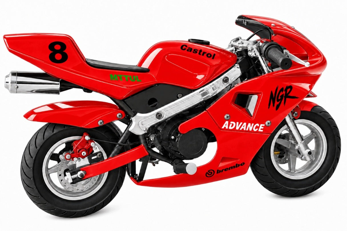 Mini Chaser Pocket Bike Moto 49cc Combustion Motorcycle - Red
