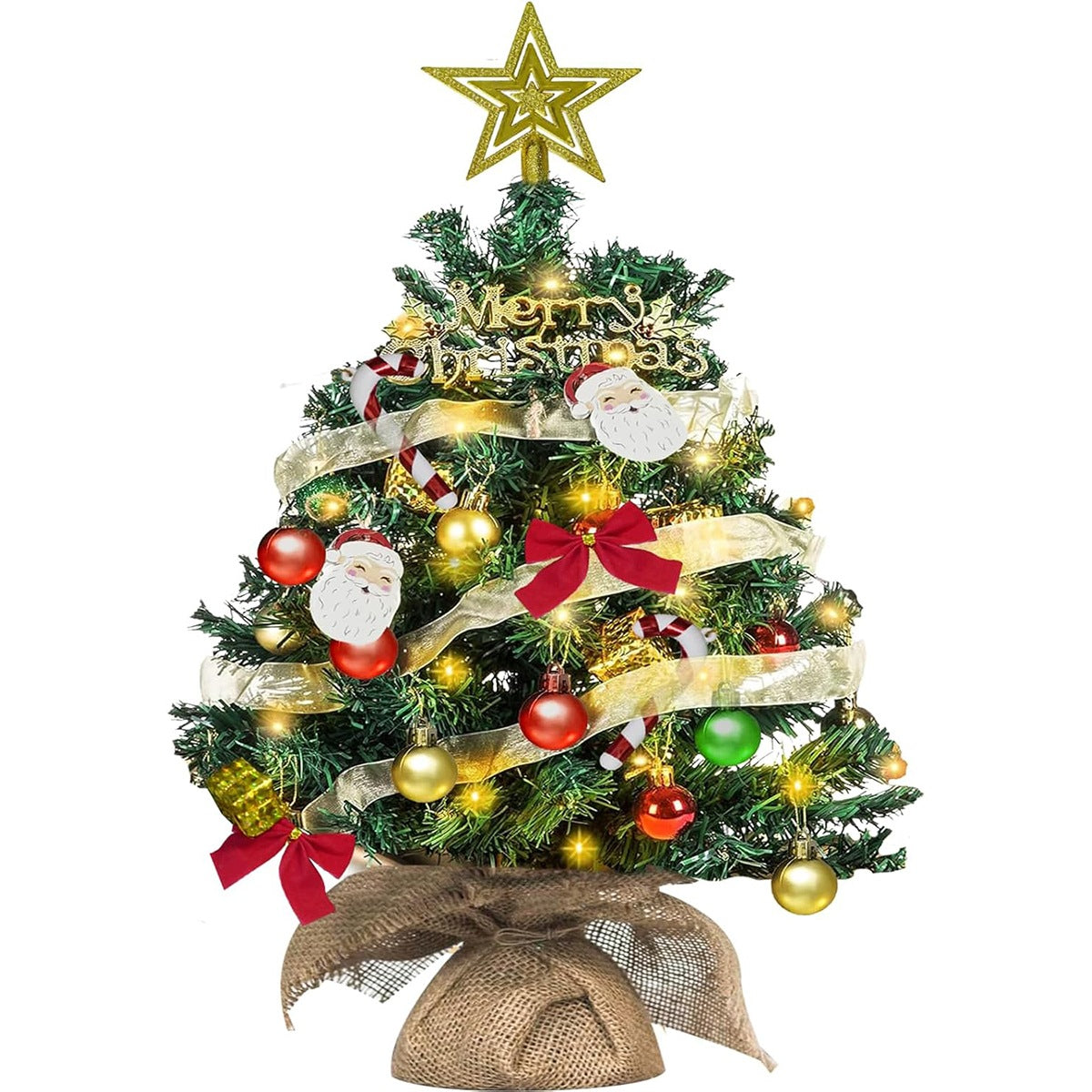 Mini Christmas tree ,whole set 60 cm with LED chains and decorations Brand no brand