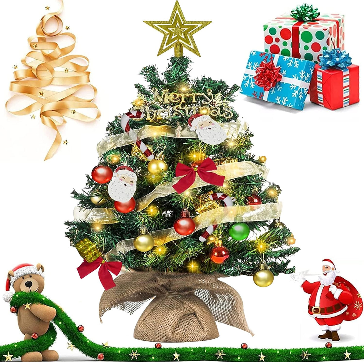Mini Christmas tree ,whole set 60 cm with LED chains and decorations