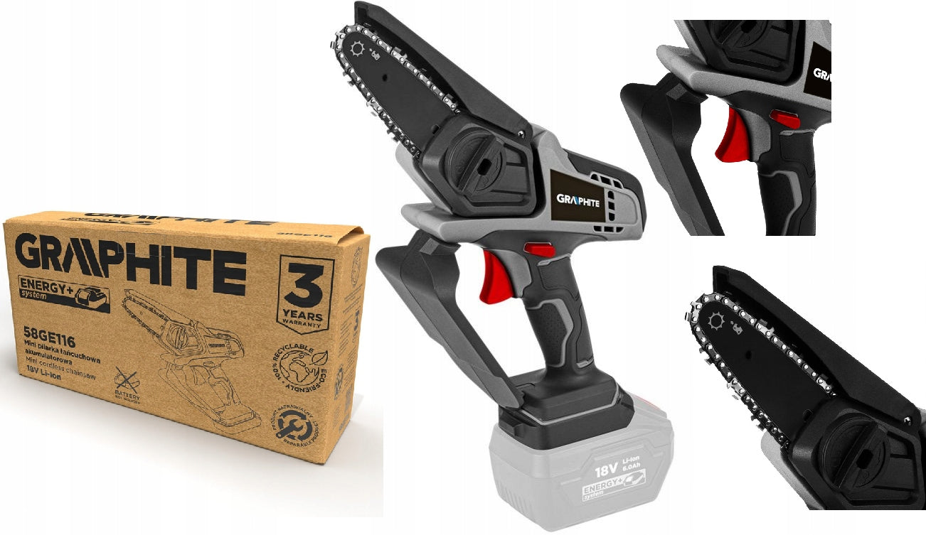 Mini Cordless Chainsaw Energy+ 18V Li-lon SOLO GRAPHITE 58GE116