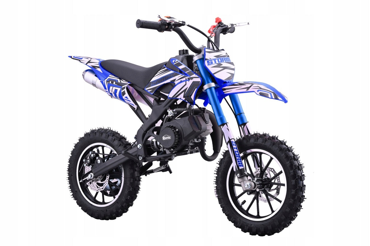 Mini Cross 49cc STORM Combustion Motorcycle Kids Motorcycle 40km/h Blue Brand Ramiz