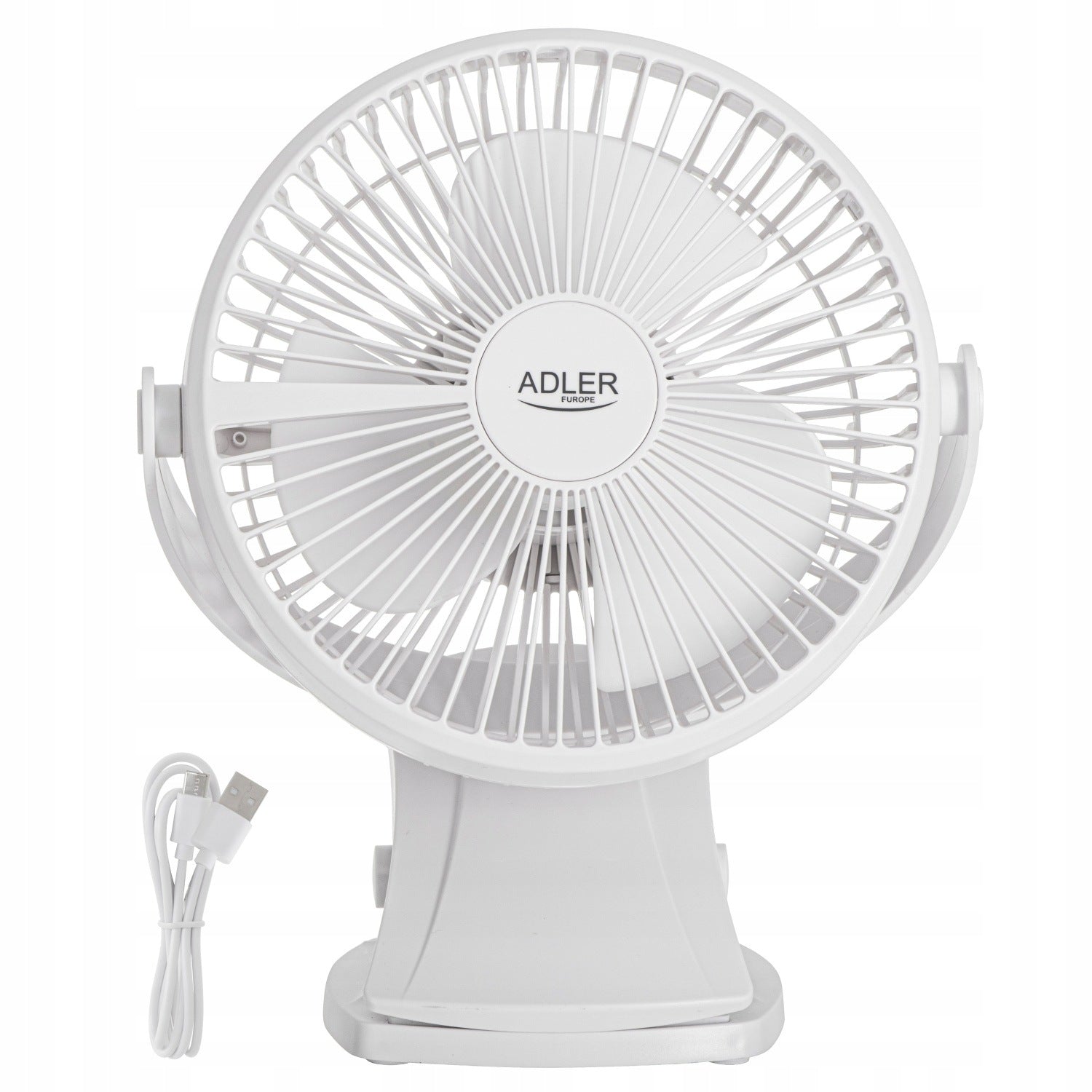 Mini Desk Fan Cordless Clip White Adler AD 7342