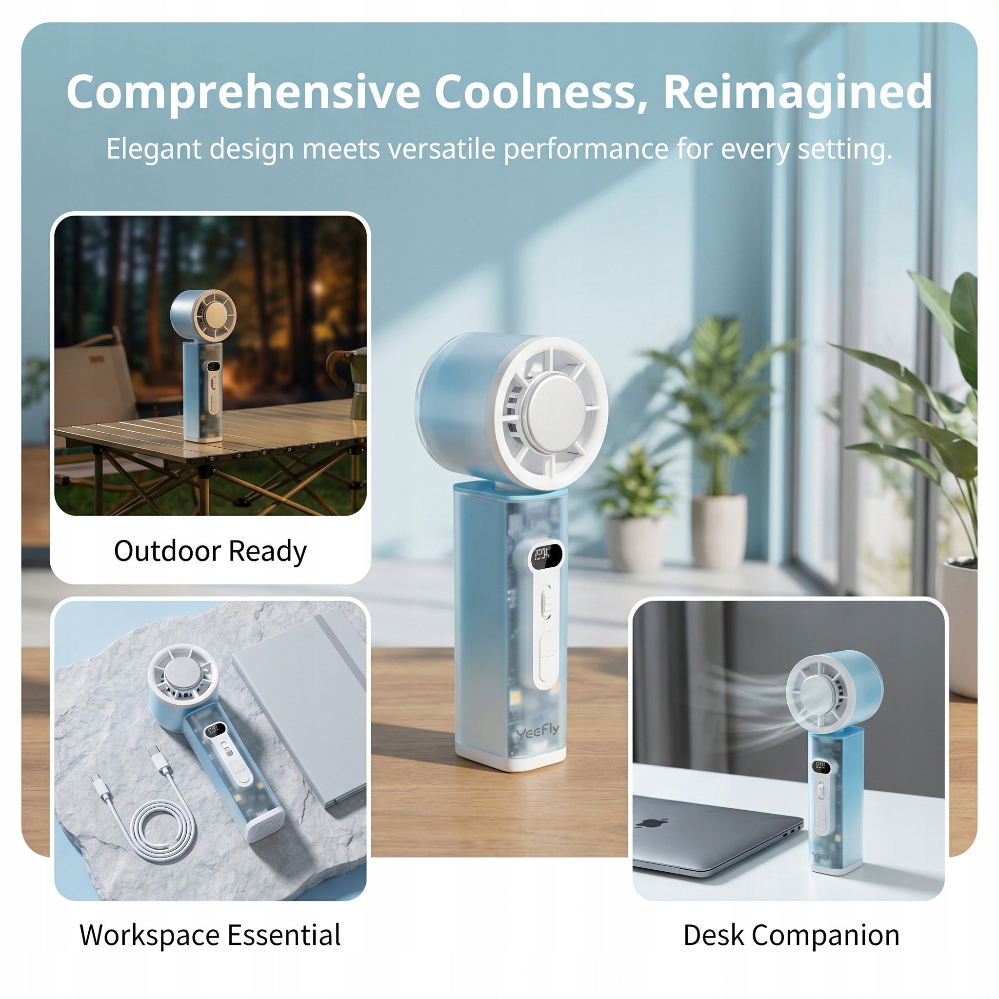 Mini Desk Fan Handheld Cooling K75 with Oscillation Led Light Manufacturer code K75