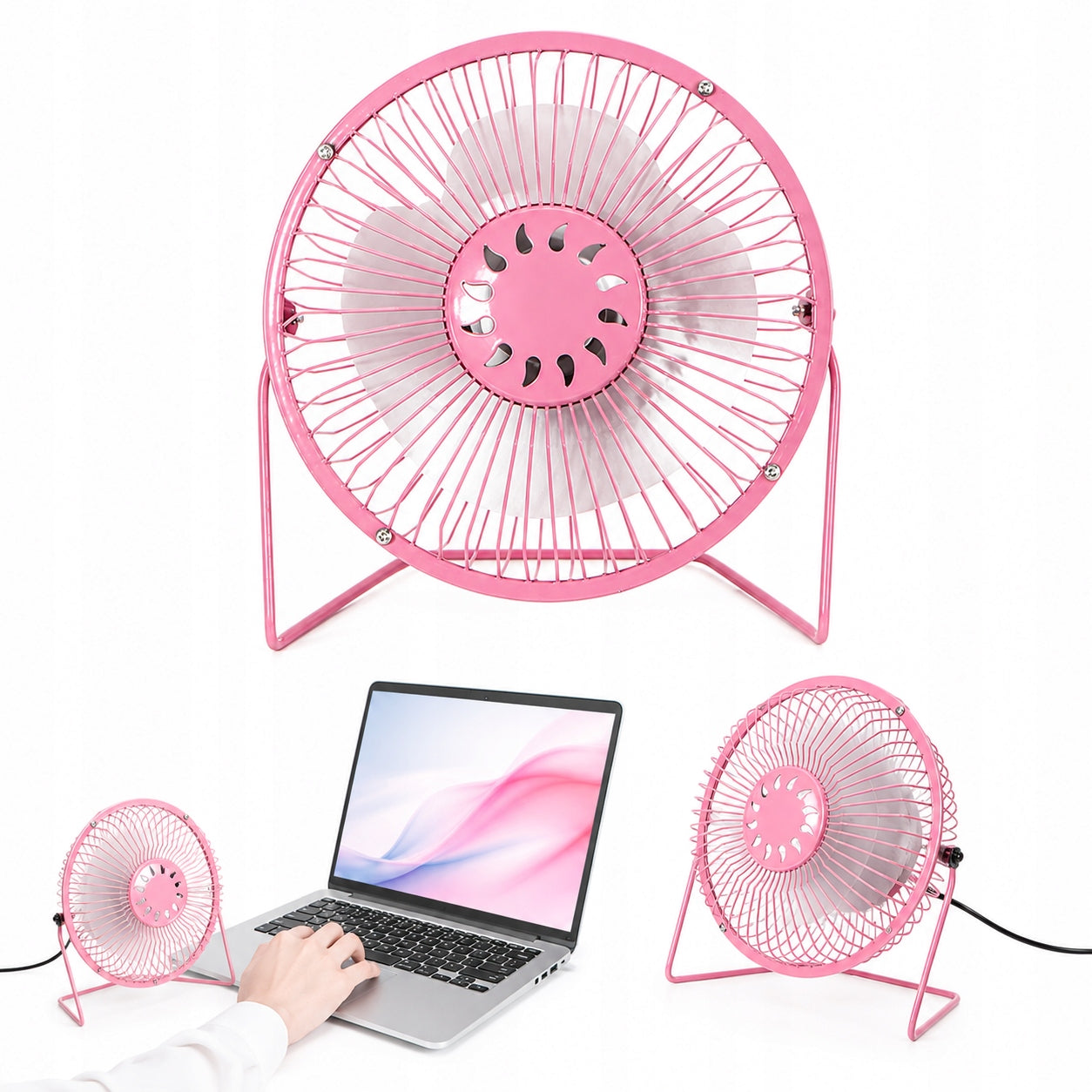 Mini Desk Fan USB Table Adjustable Vent Angle For Home Office Packaging status original